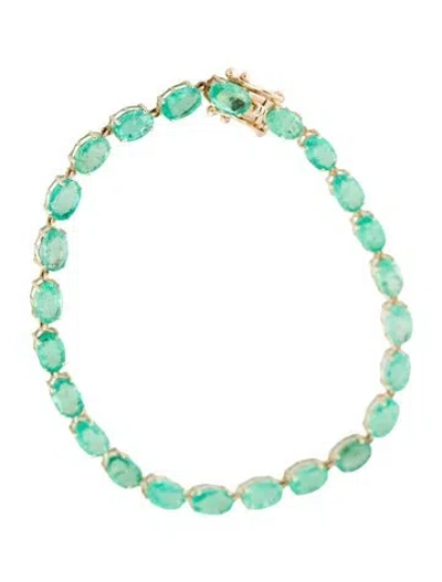Pre-owned Bracelet 14k 7.05ctw Emerald Link , 6.75" In Multi
