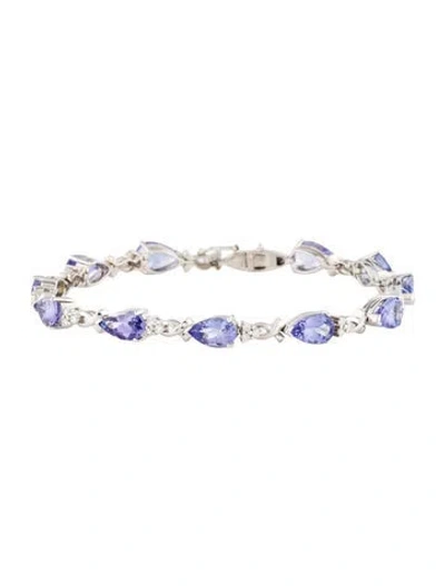 Pre-owned Bracelet 14k 7.18ct Tanzanite & Diamond Link , 6.75" In Multi