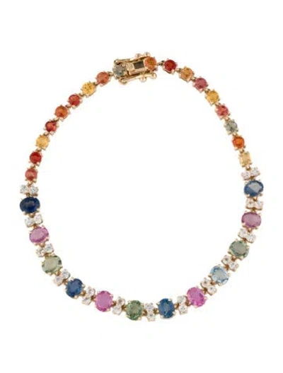 Pre-owned Bracelet 14k 7.21ctw Multi-color Sapphire Link , 7"