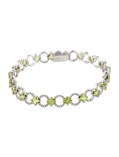 Pre-owned Bracelet 14k 7.23ctw Peridot & Diamond Link , 7" In Multi