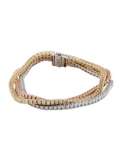 Pre-owned Bracelet 14k 7.41ctw Diamond Triple Strand , 6.75" In Multi