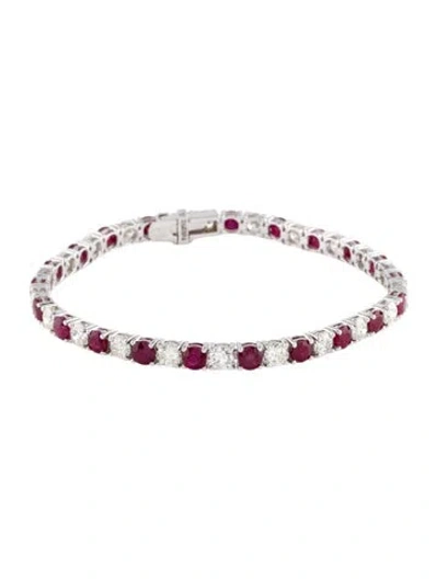 Pre-owned Bracelet 14k 7.58ctw Ruby & Diamond Tennis , 7" In Multi