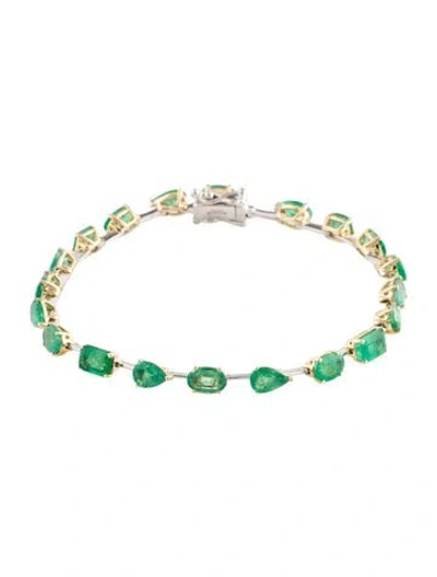 Pre-owned Bracelet 14k 7.67ctw Emerald Link , 6.75" In Multi