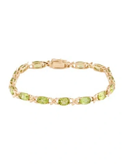 Pre-owned Bracelet 14k 7.90ctw Peridot Link , 6.5" In Multi