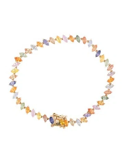 Pre-owned Bracelet 14k 8.00ctw Multi-color Sapphire Link , 7"