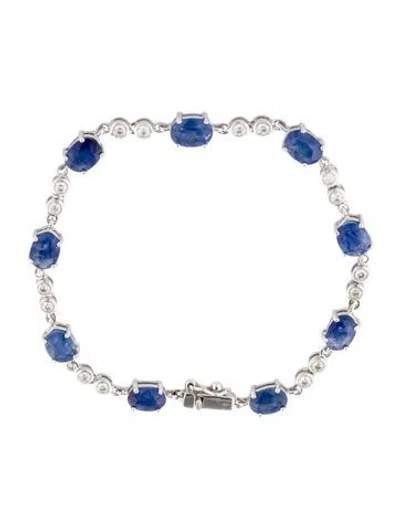 Pre-owned Bracelet 14k 8.19ctw Sapphire & Diamond Link , 6.75" In Multi