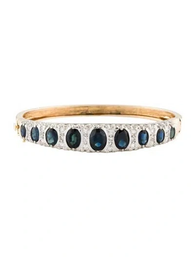 Pre-owned Bracelet 14k 8.30ctw Sapphire & Diamond Hinge Bangle , 7" In Multi