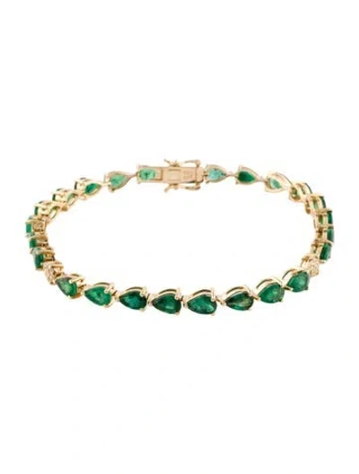 Pre-owned Bracelet 14k 8.62ctw Emerald & Diamond Link , 7" In Multi