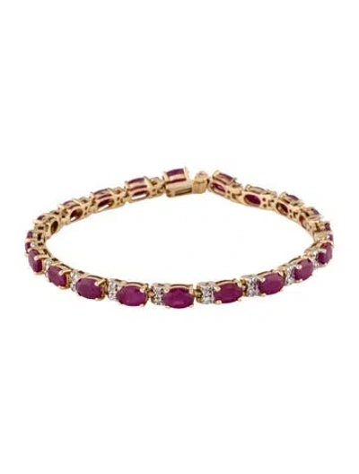 Pre-owned Bracelet 14k 8.64ct Ruby & Diamond Link , 6.75" In Multi
