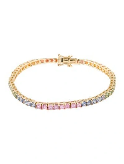 Pre-owned Bracelet 14k 8.78ctw Sapphire And Ruby Tennis , 6.75" In Multi
