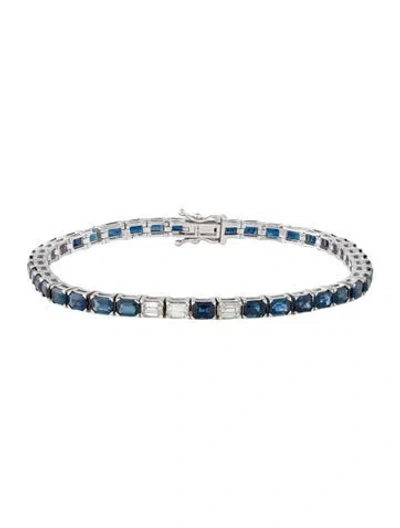 Pre-owned Bracelet 14k 8.97ctw Sapphire & Diamond Tennis , 7" In Multi