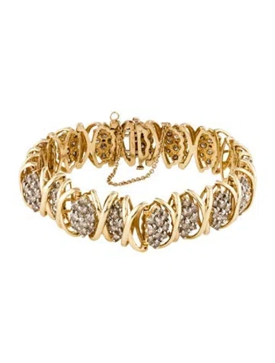 Pre-owned Bracelet 14k 9.69ctw Diamond 'x' Link , 7" In Multi