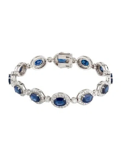 Pre-owned Bracelet 14k 9.72ctw Sapphire & Diamond Link , 6.75" In Multi