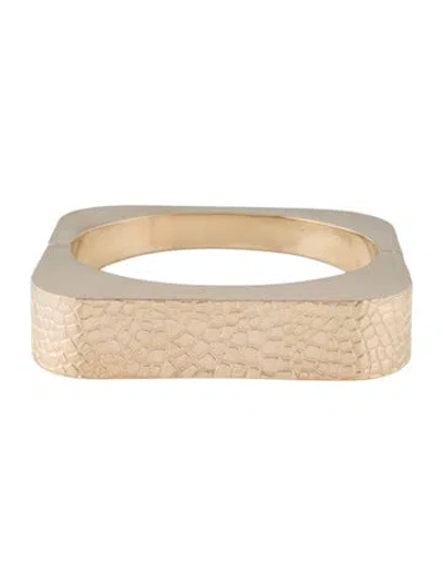 Pre-owned Bracelet 14k Alligator Textured Square Hinged , 6.5" In Multi