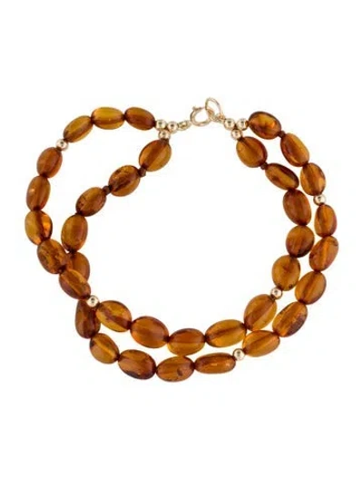 Pre-owned Bracelet 14k Amber Bead , 6.5" In Multi