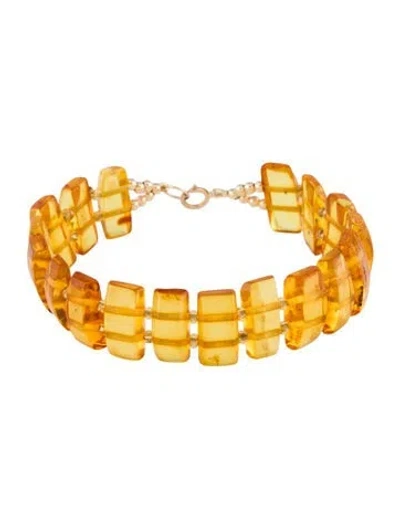 Pre-owned Bracelet 14k Amber Bead , 7" In Multi