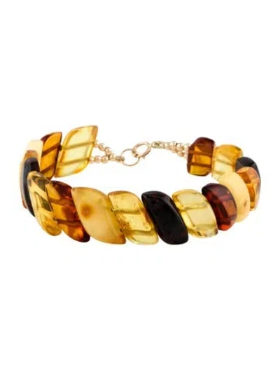 Pre-owned Bracelet 14k Amber Bead , 7" In Multi