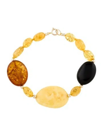 Pre-owned Bracelet 14k Amber Beaded , 6.5" In Multi