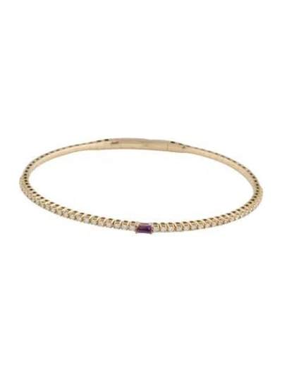 Pre-owned Bracelet 14k Amethyst & Diamond Flex , 6.75" In Multi