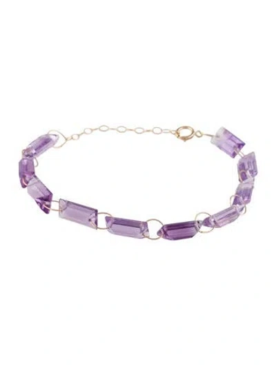 Pre-owned Bracelet 14k Amethyst Bead , 6.25" In Multi