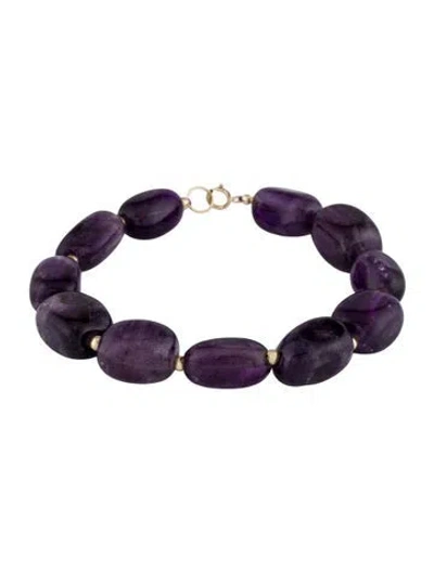 Pre-owned Bracelet 14k Amethyst Bead , 7" In Multi