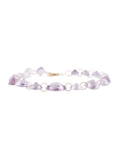 Pre-owned Bracelet 14k Amethyst Beaded Convertible  Anklet, 9.25" In Multi