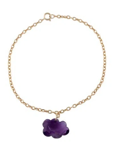 Pre-owned Bracelet 14k Amethyst Cloud Charm , 6.5" In Multi