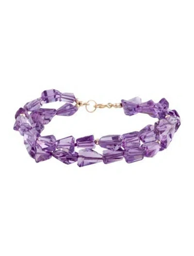 Pre-owned Bracelet 14k Amethyst Double Strand Bead , 6.5" In Multi