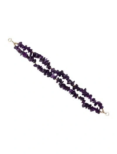 Pre-owned Bracelet 14k Amethyst Double Strand Bead , 7" In Multi