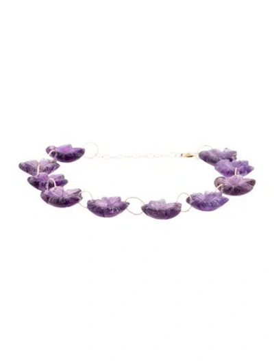 Pre-owned Bracelet 14k Amethyst Flower Station , 8.25" In Multi