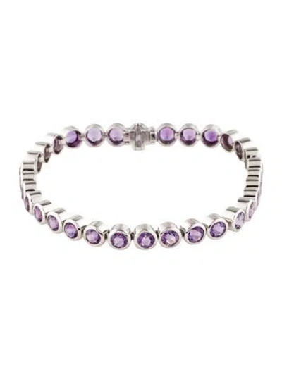 Pre-owned Bracelet 14k Amethyst Link , 6.75" In Multi