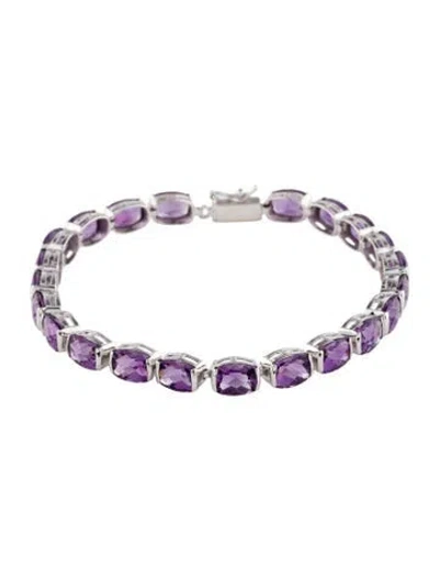 Pre-owned Bracelet 14k Amethyst Link , 7.25" In Multi