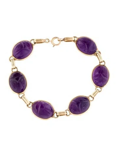 Pre-owned Bracelet 14k Amethyst Station , 7" In Multi