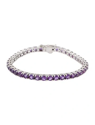 Pre-owned Bracelet 14k Amethyst Tennis , 7" In Multi