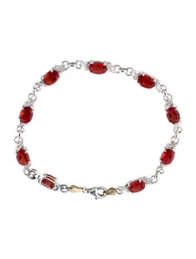 Pre-owned Bracelet 14k Andesine & Diamond Link , 7" In Multi