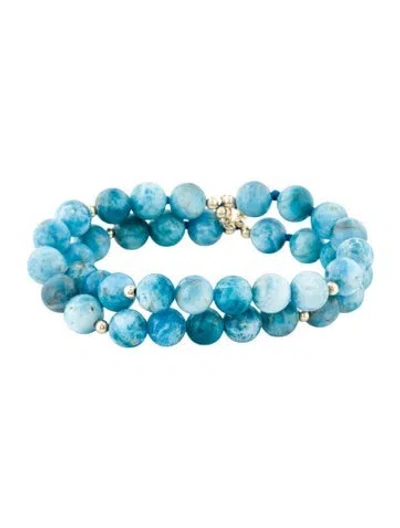 Pre-owned Bracelet 14k Apatite Double Bead Strand , 6.5" In Multi