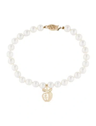 Pre-owned Bracelet 14k Apple Pearl Bead , 7" In Multi