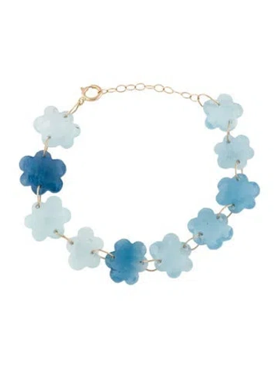 Pre-owned Bracelet 14k Aquamarine Cloud Bead , 6.75" In Multi