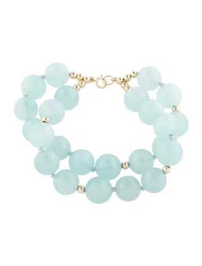 Pre-owned Bracelet 14k Aquamarine Double Strand Bead , 6.5" In Multi