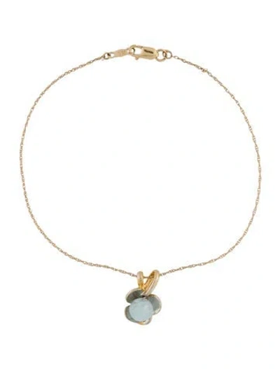 Pre-owned Bracelet 14k Aquamarine Floral Charm , 7.75" In Multi