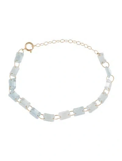 Pre-owned Bracelet 14k Aquamarine Link , 6.75" In Multi