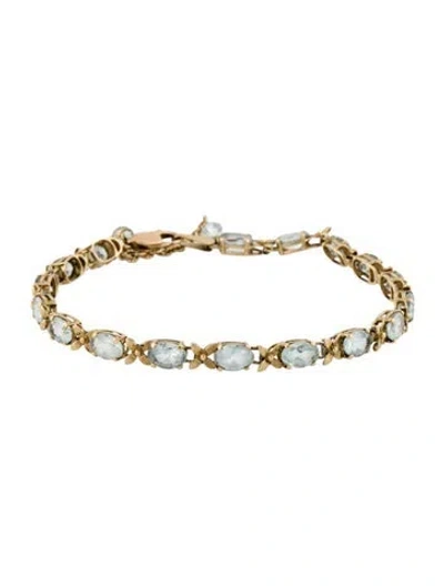 Pre-owned Bracelet 14k Aquamarine Link , 7" In Multi