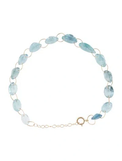 Pre-owned Bracelet 14k Aquamarine Link , 8" In Multi