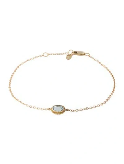 Pre-owned Bracelet 14k Aquamarine Station , 7.25" In Multi