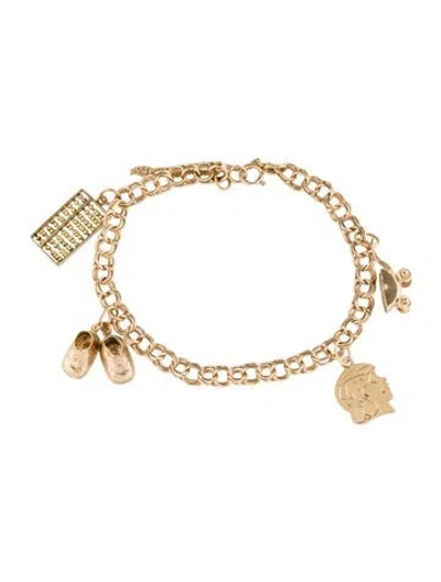 Pre-owned Bracelet 14k Baby Motif Charm , 6.75" In Multi
