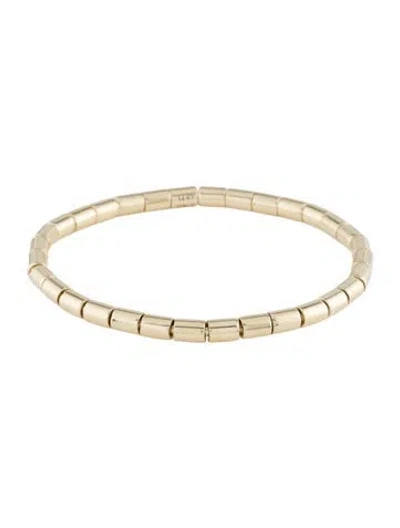 Pre-owned Bracelet 14k Barrel Bead Stretch , 7.5" In Multi