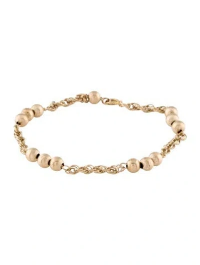 Pre-owned Bracelet 14k Bead Link Chain , 7" In Multi