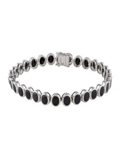 Pre-owned Bracelet 14k Black Sapphire & Spinel Link , 6.75" In Multi
