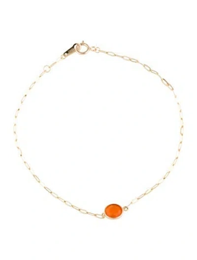 Pre-owned Bracelet 14k Carnelian Charm , 7" In Multi