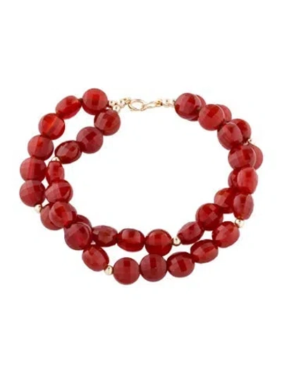 Pre-owned Bracelet 14k Carnelian Double Strand Bead , 6.5" In Multi